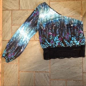 Bebe One Armed Watercolor Top